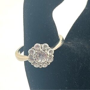 sterling silver cz cluster ring size 10 floral halo sparkle